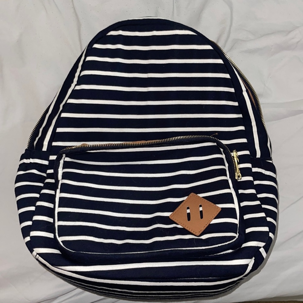 White and navy blue Backpack